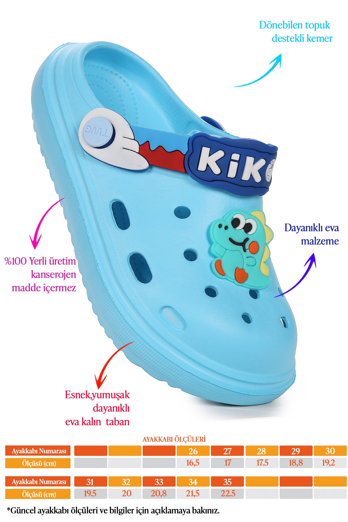 Kiko Kids Kiko Kids Printed Eva Plaj Havuz Okul Kreş Erkek Çocuk Terlik Mavi Sandalet & Terlik | Flo Mavi - 3. görsel