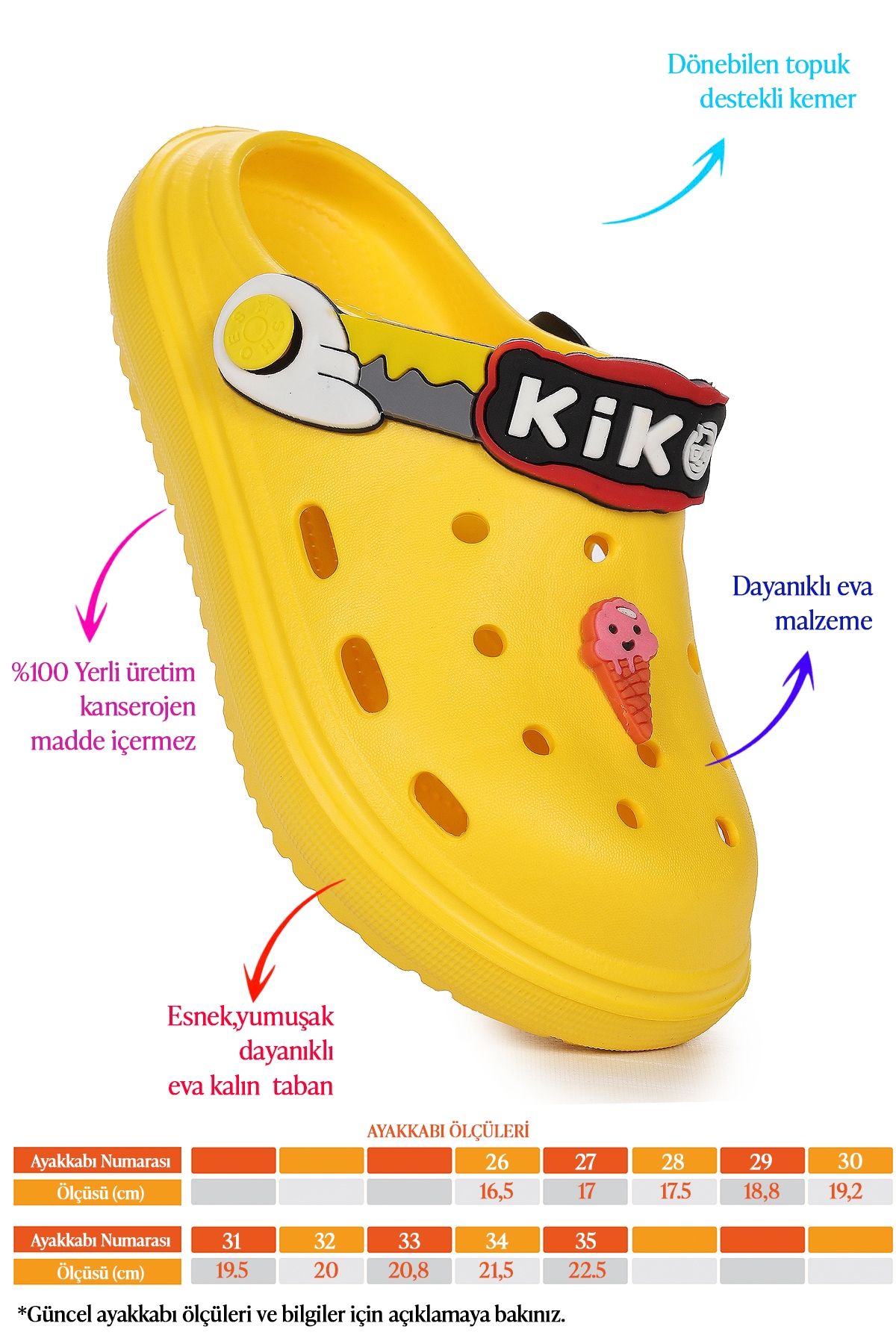 Printed Eva Plaj Havuz Okul Kreş Kız Çocuk Terlik Sarı - Görsel 3