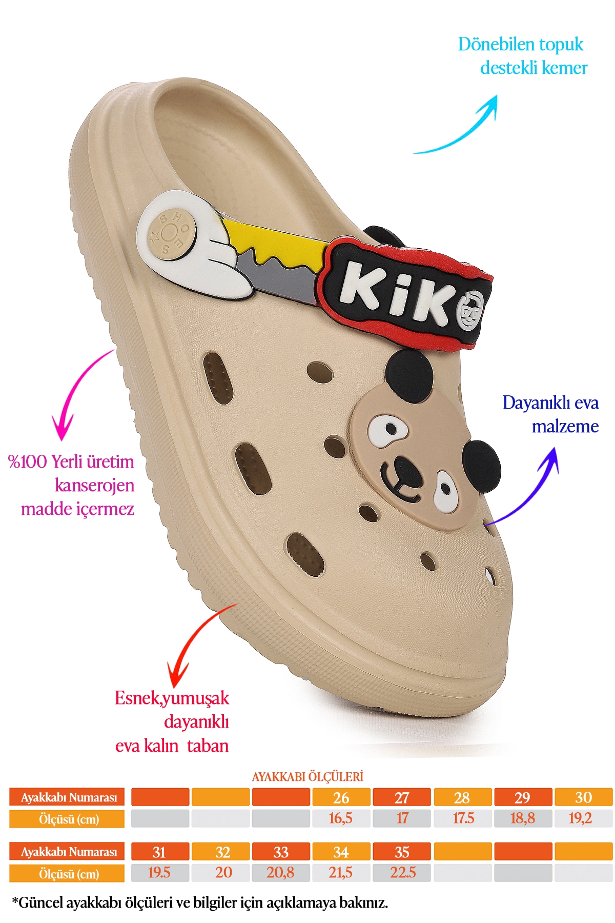 Printed Eva Plaj Havuz Okul Kreş Kız Çocuk Terlik Bej - Görsel 3