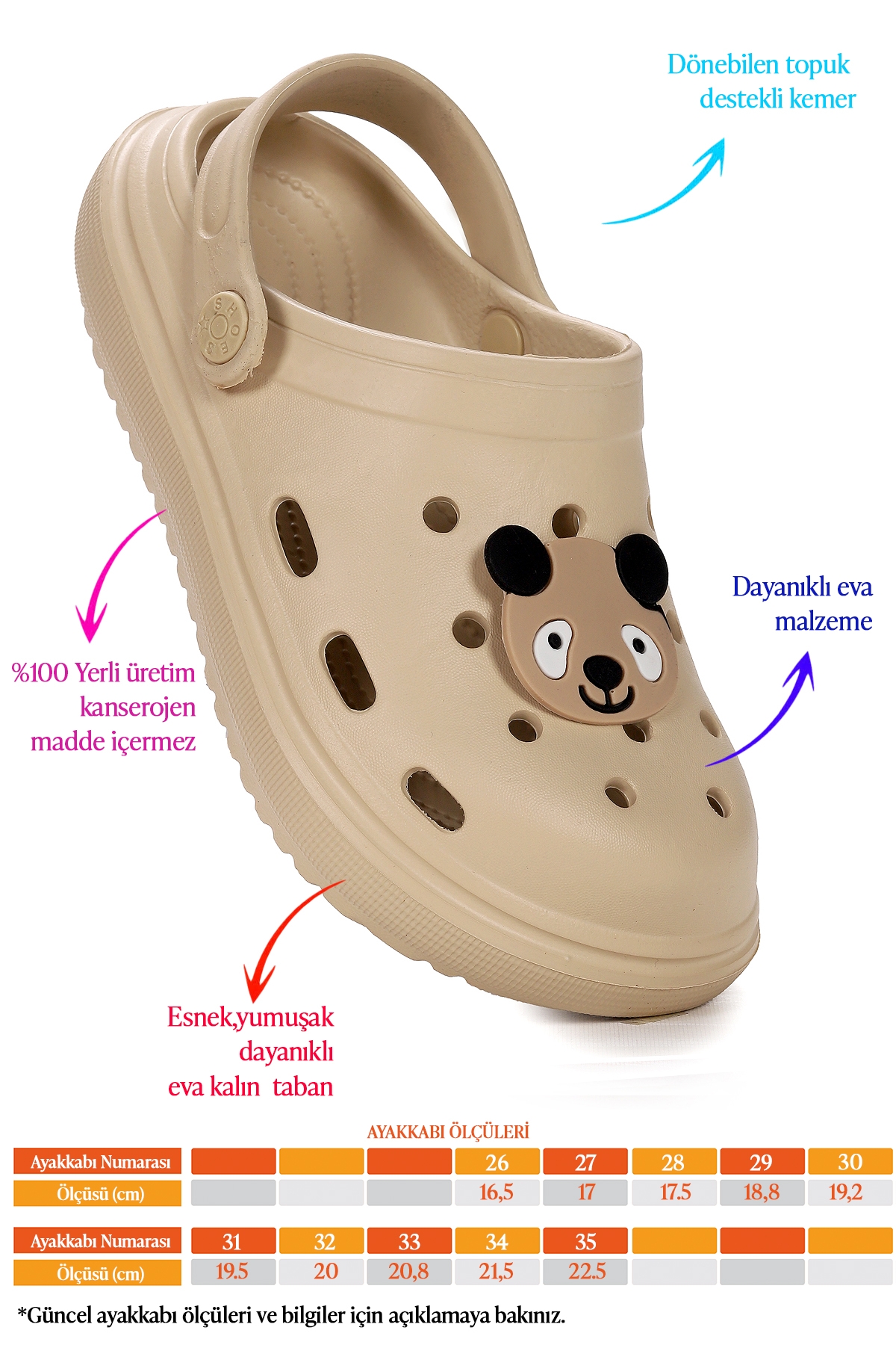 Bester Eva Plaj Havuz Okul Kreş Kız Çocuk Terlik Bej - Görsel 3