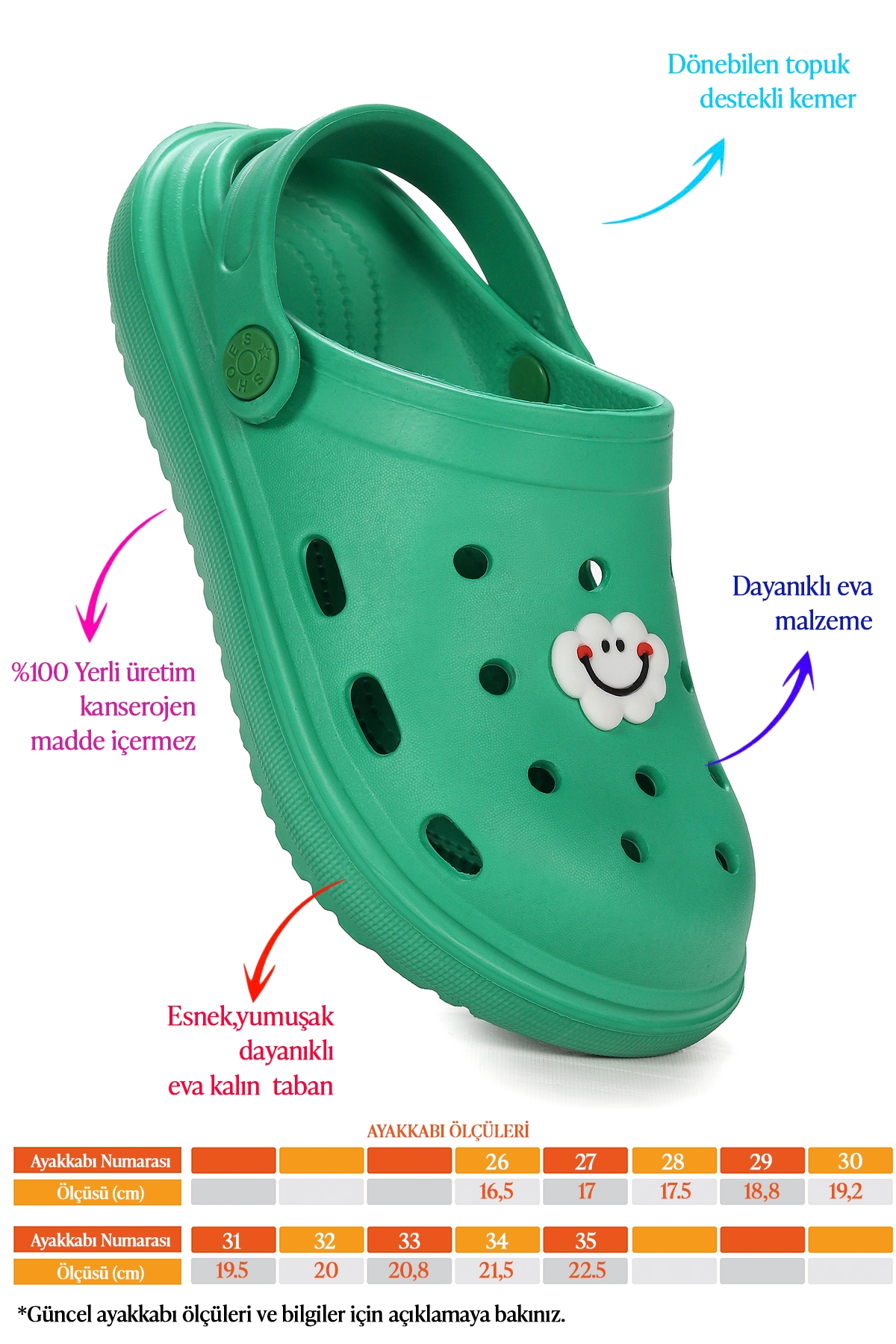 Bester Eva Plaj Havuz Okul Kreş Erkek Çocuk Terlik Yeşil - Görsel 3