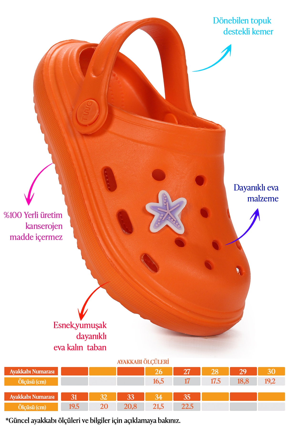 Bester Eva Plaj Havuz Okul Kreş Erkek Çocuk Terlik Turuncu - Görsel 3