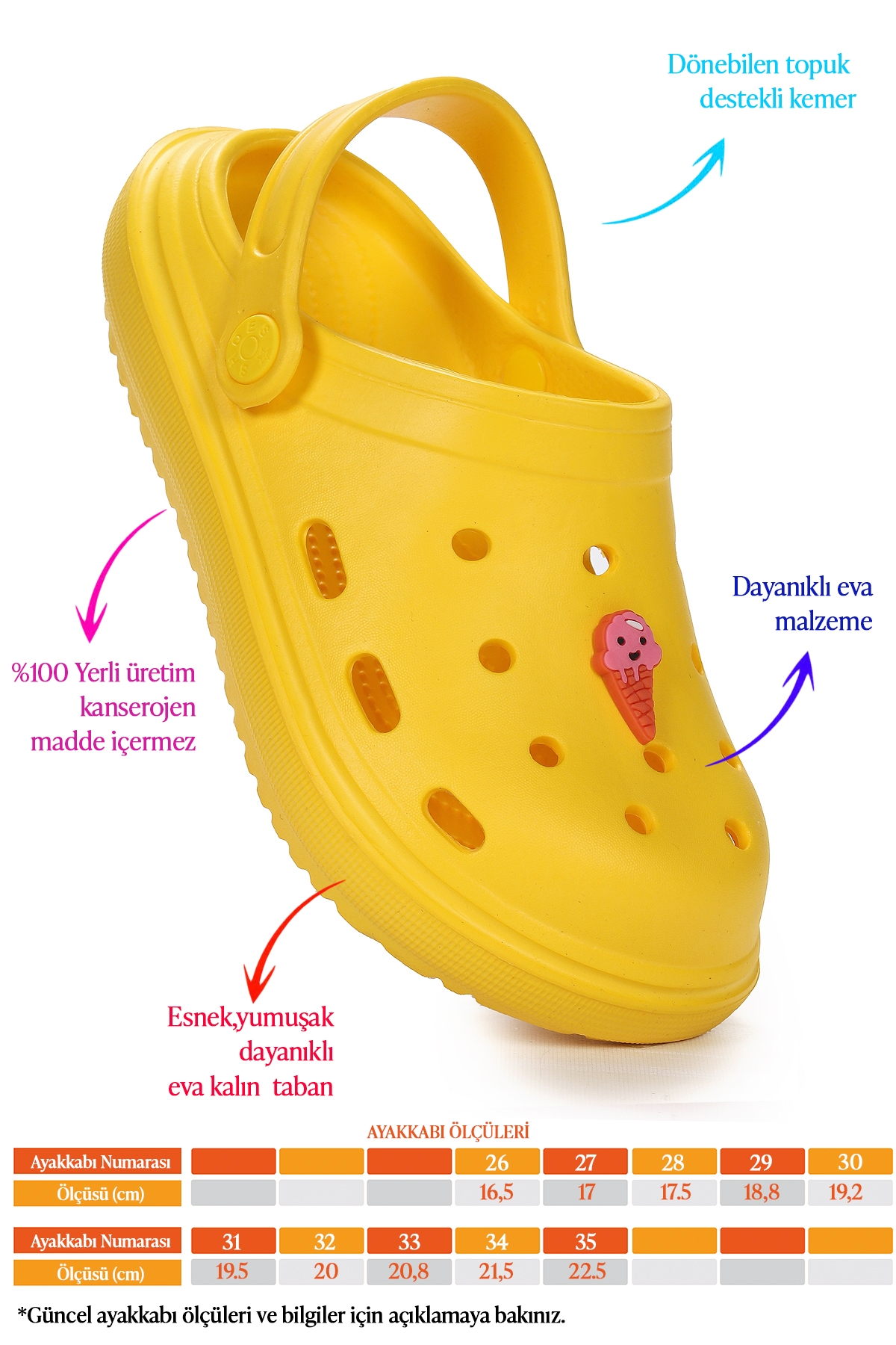 Bester Eva Plaj Havuz Okul Kreş Erkek Çocuk Terlik Sarı - Görsel 3