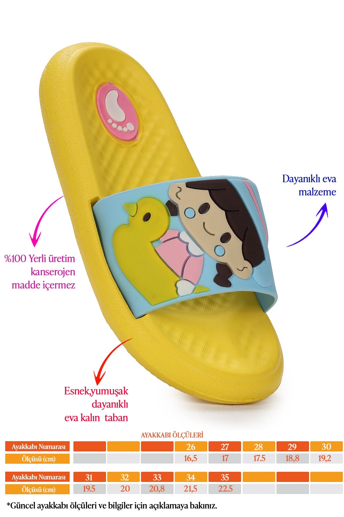 Kiko Kids Kiko Kids Dock Eva Plaj Havuz Okul Kreş Kız Çocuk Terlik Sarı Sandalet & Terlik | Flo Sarı - 3. görsel