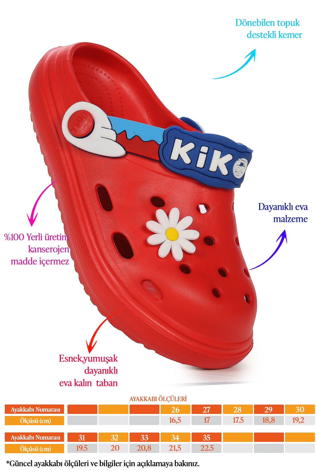 Printed Eva Plaj Havuz Okul Kreş Erkek Çocuk Terlik Kırmızı - Görsel 3