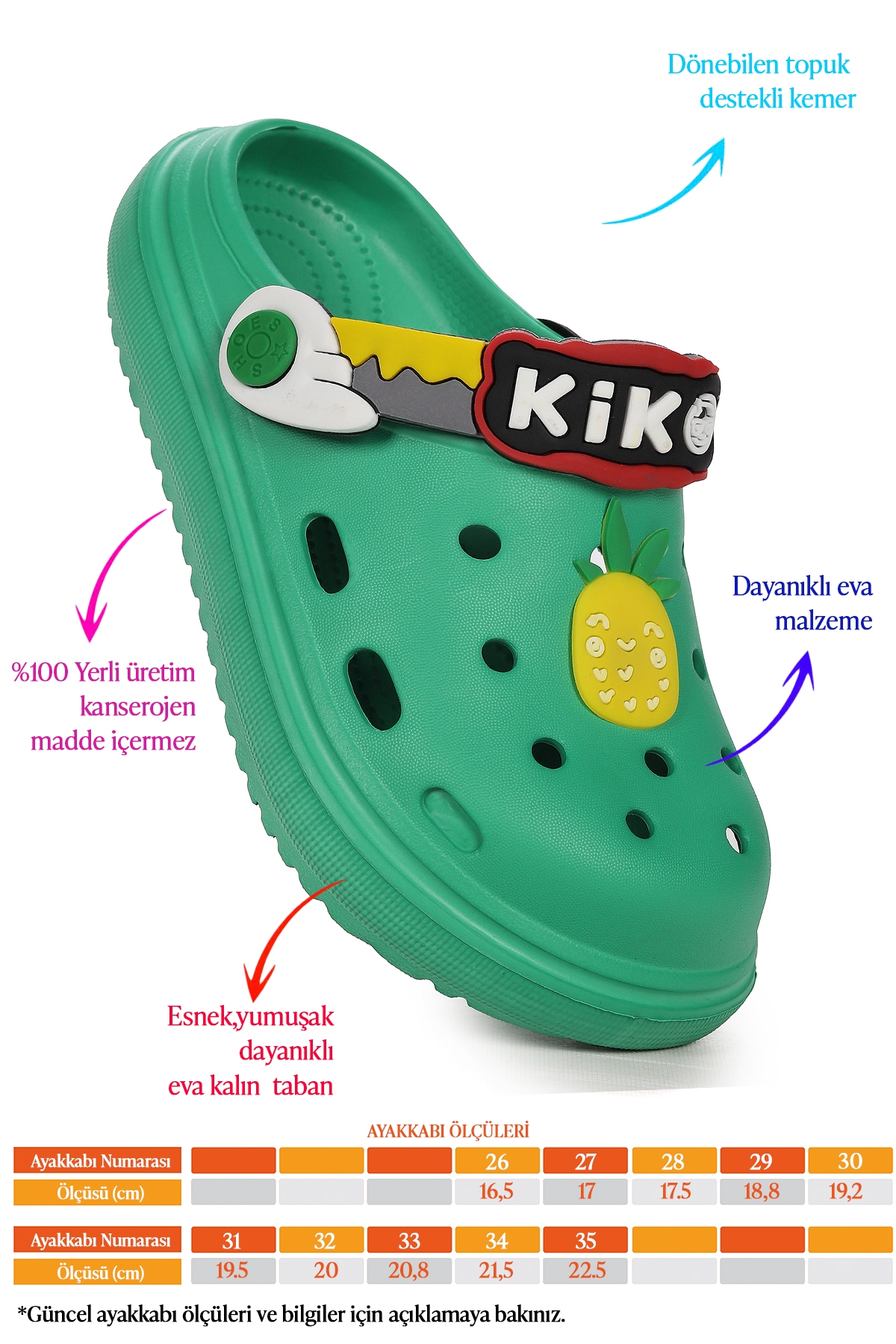 Printed Eva Plaj Havuz Okul Kreş Kız Çocuk Terlik Yeşil - Görsel 3