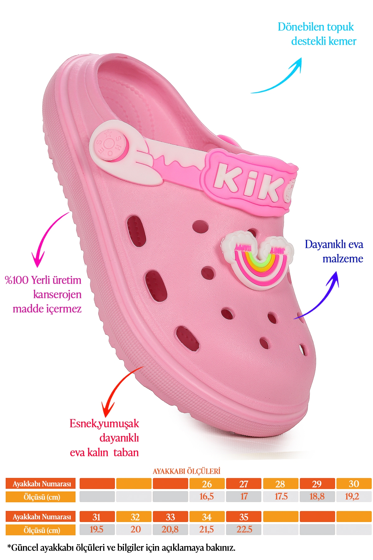 Printed Eva Plaj Havuz Okul Kreş Kız Çocuk Terlik Pembe - Görsel 3