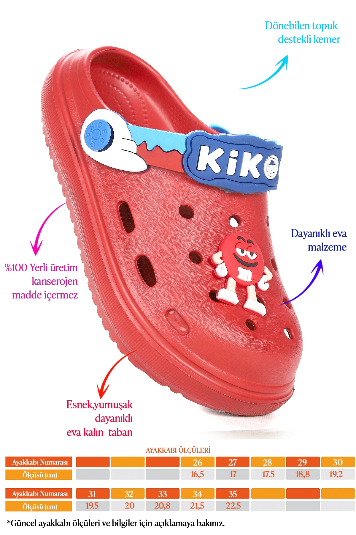 Printed Eva Plaj Havuz Okul Kreş Kız Çocuk Terlik Kırmızı - Görsel 3
