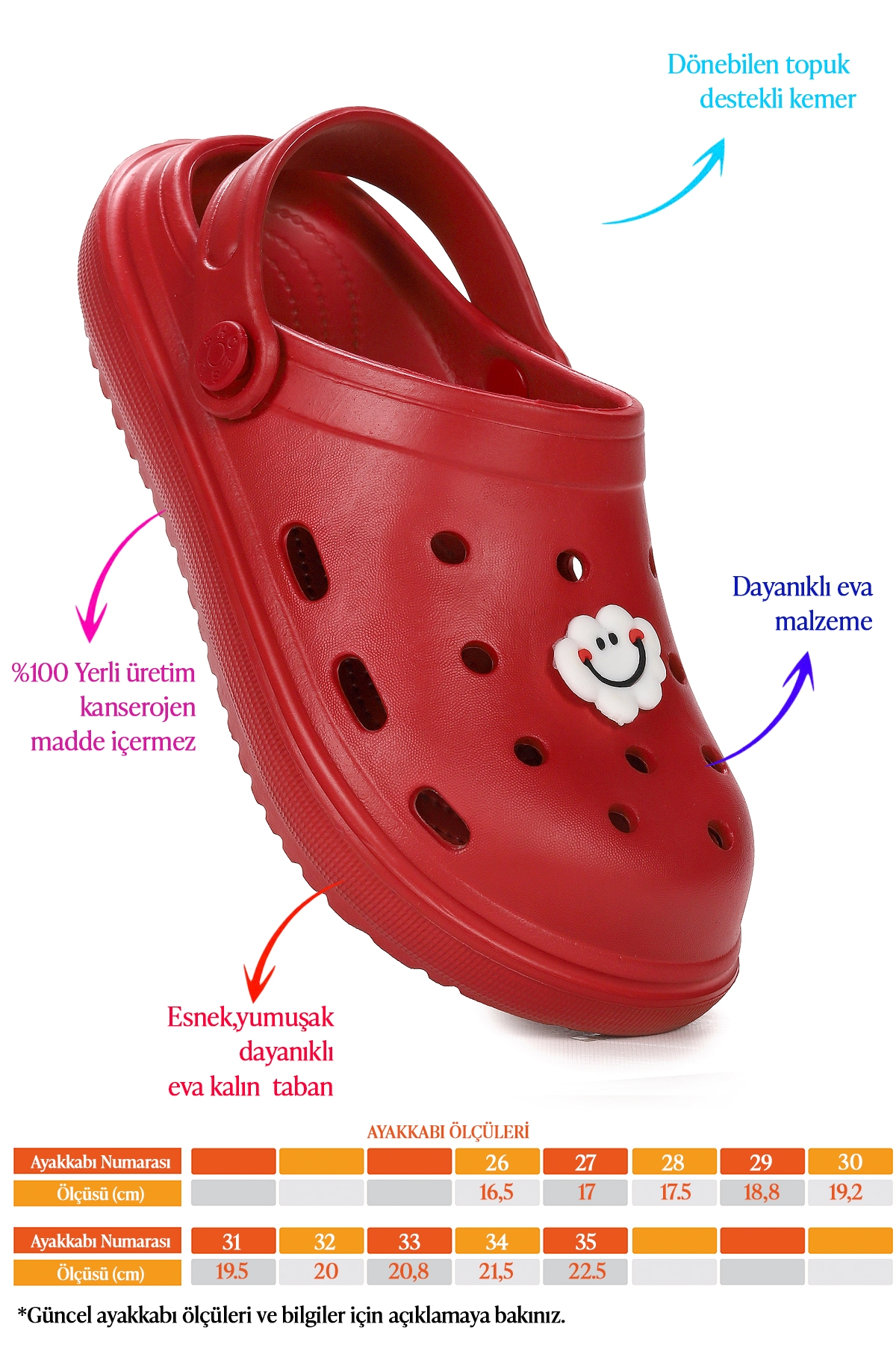 Bester Eva Plaj Havuz Okul Kreş Kız Çocuk Terlik Kırmızı - Görsel 3
