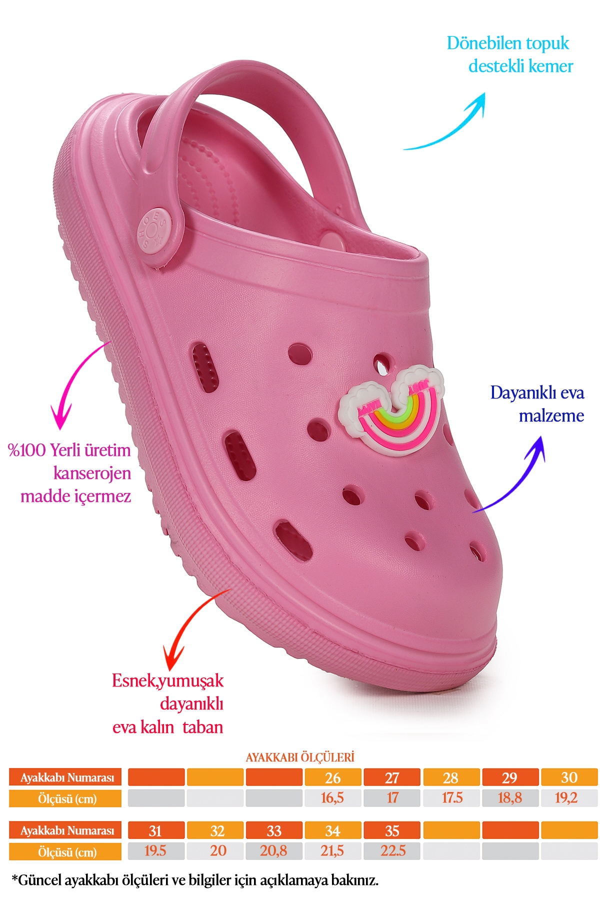Bester Eva Plaj Havuz Okul Kreş Kız Çocuk Terlik Pembe - Görsel 3