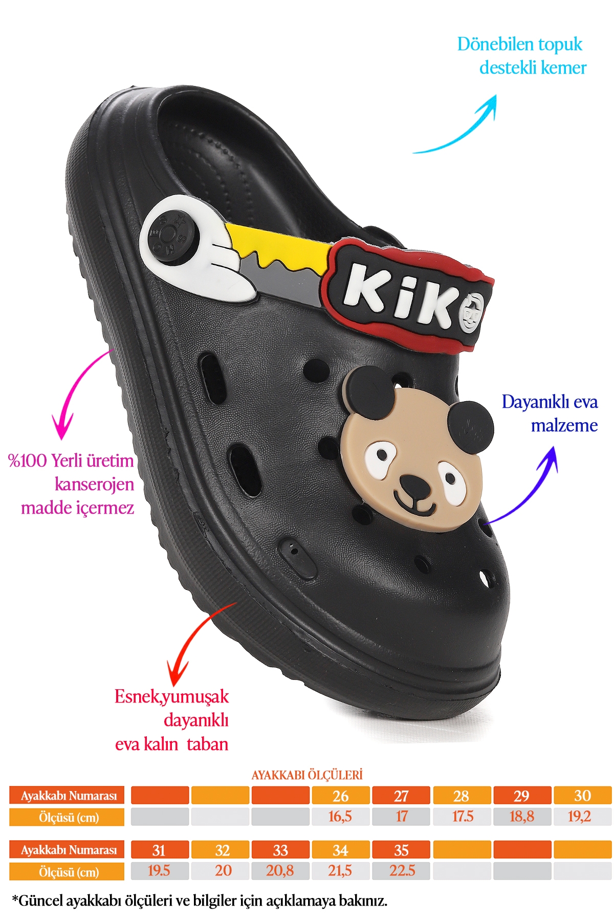 Printed Eva Plaj Havuz Okul Kreş Erkek Çocuk Terlik Siyah - Görsel 3