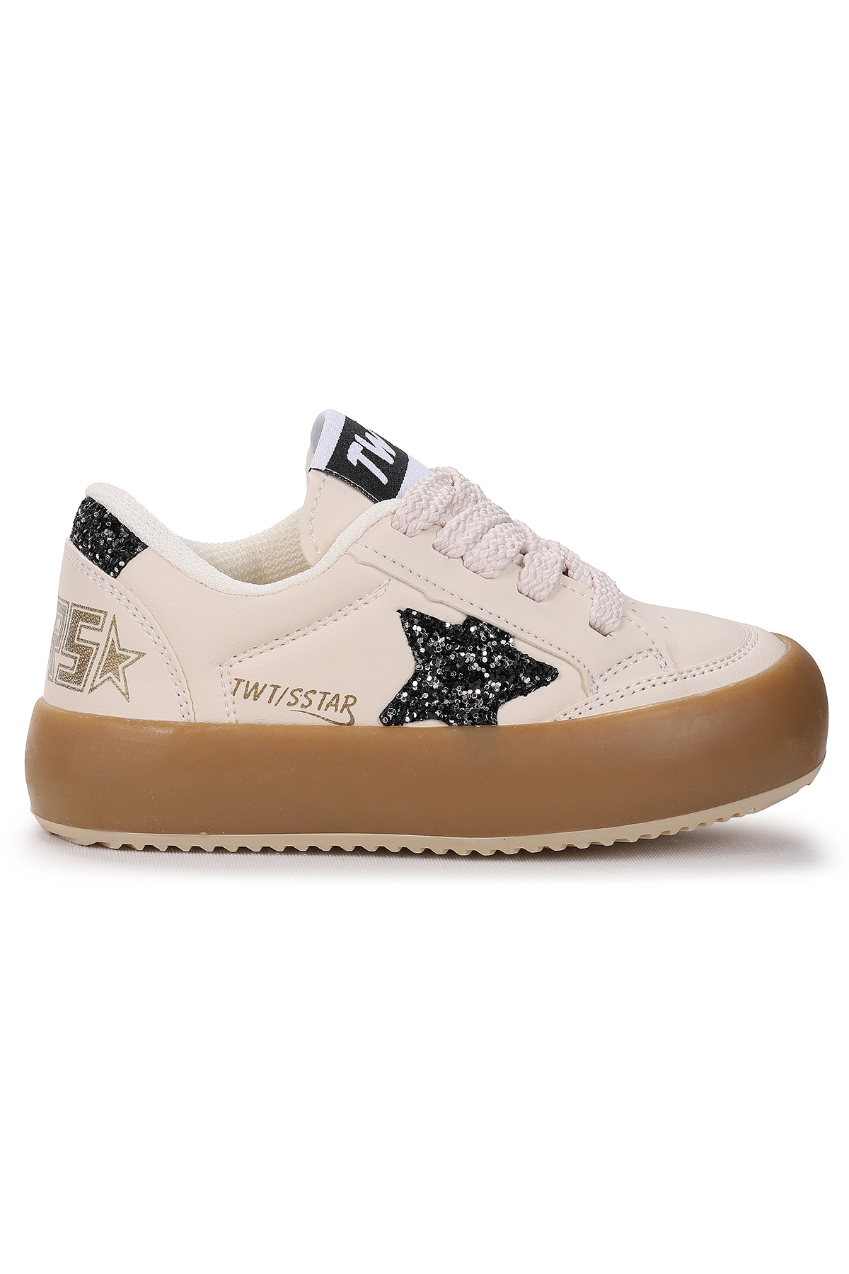 Rida Günlük Bağcıklı Kız Çocuk Spor Ayakkabı Krem - Siyah - Görsel 2