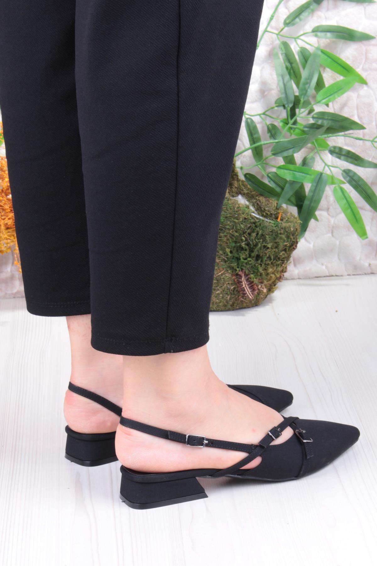 018-909 Fls Saten Toka Detaylı Şık Rahat Sivri Burun Kadın Babet - Görsel 5