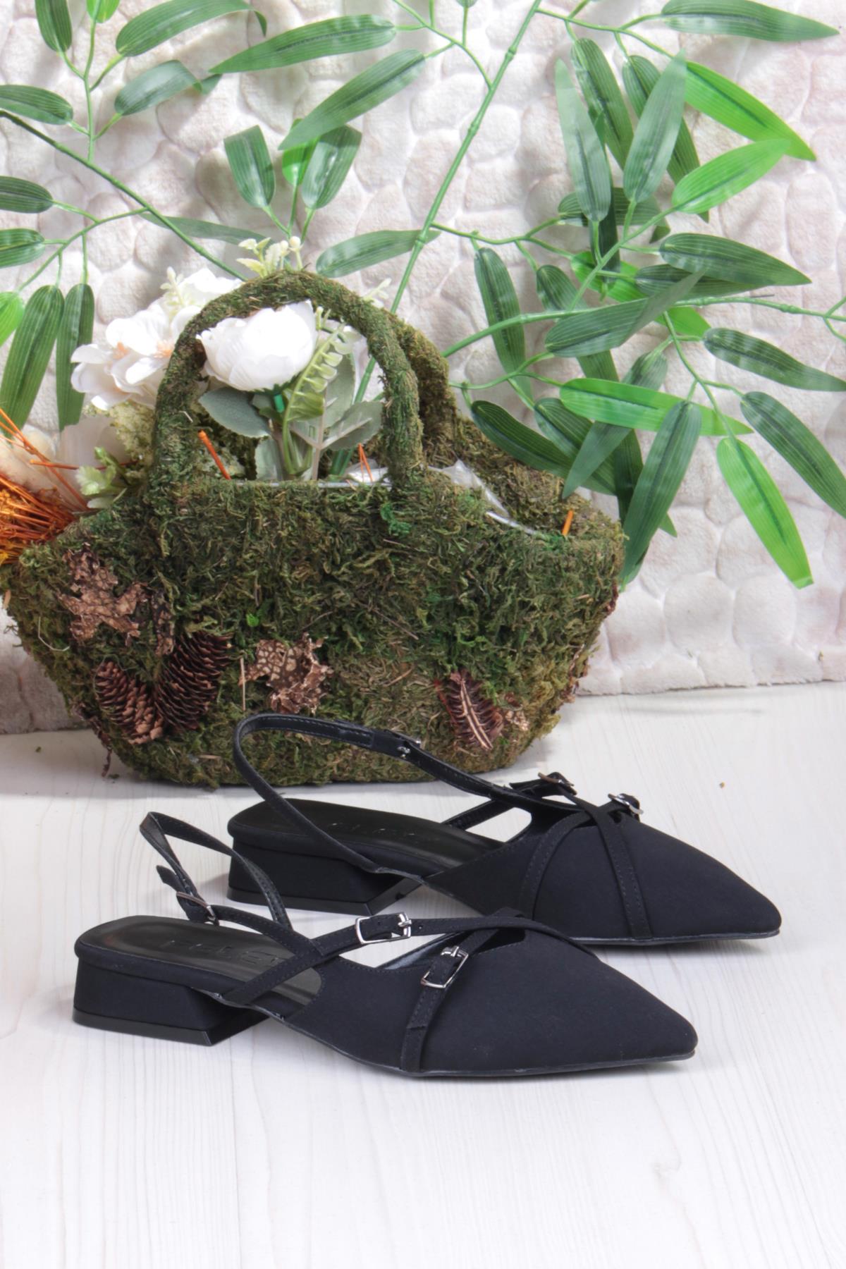 018-909 Fls Saten Toka Detaylı Şık Rahat Sivri Burun Kadın Babet - Görsel 6