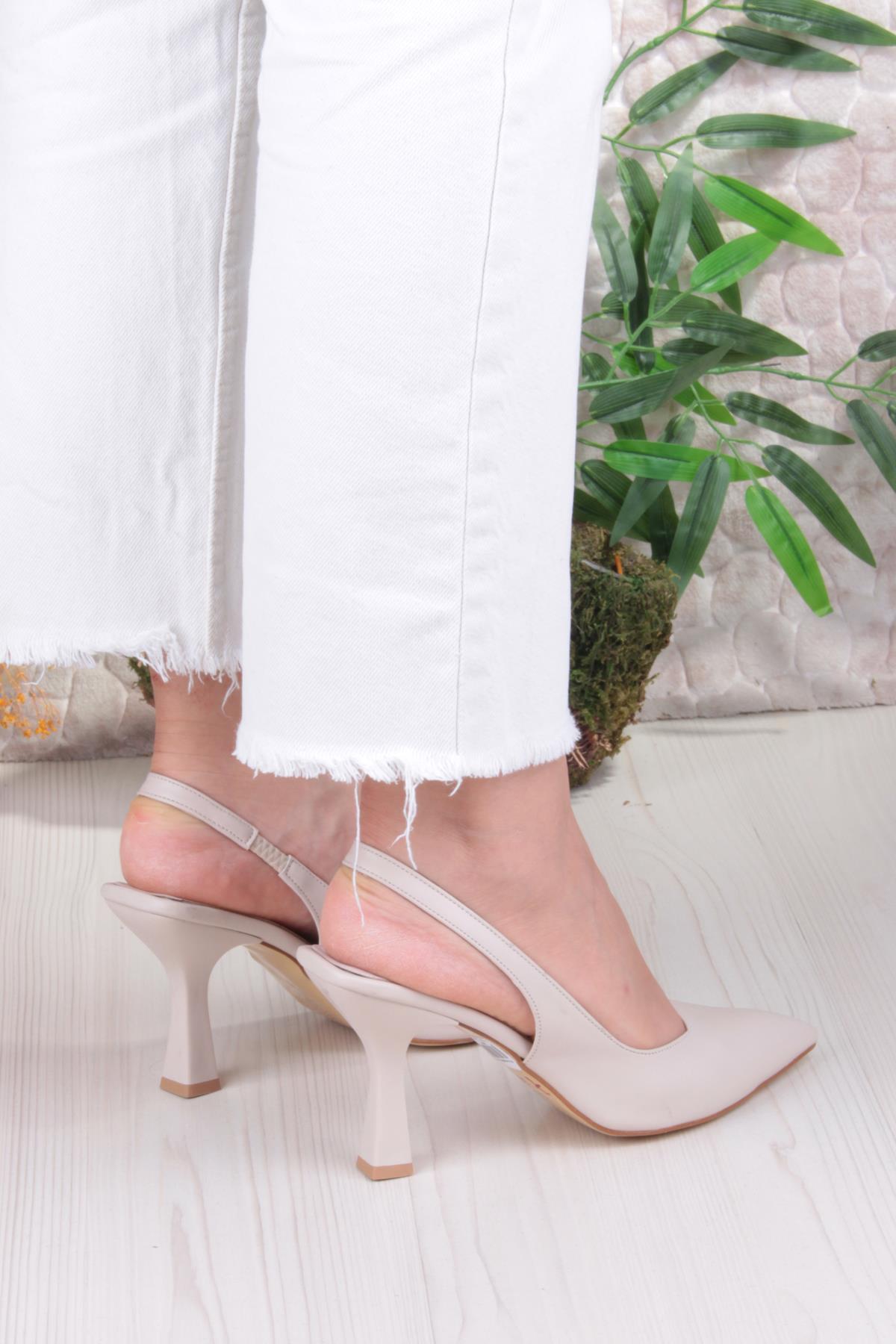 35809 Ceyn Cilt Önü Kapalı Arkası Açık Topuklu Kadın Ayakkabı - Görsel 5