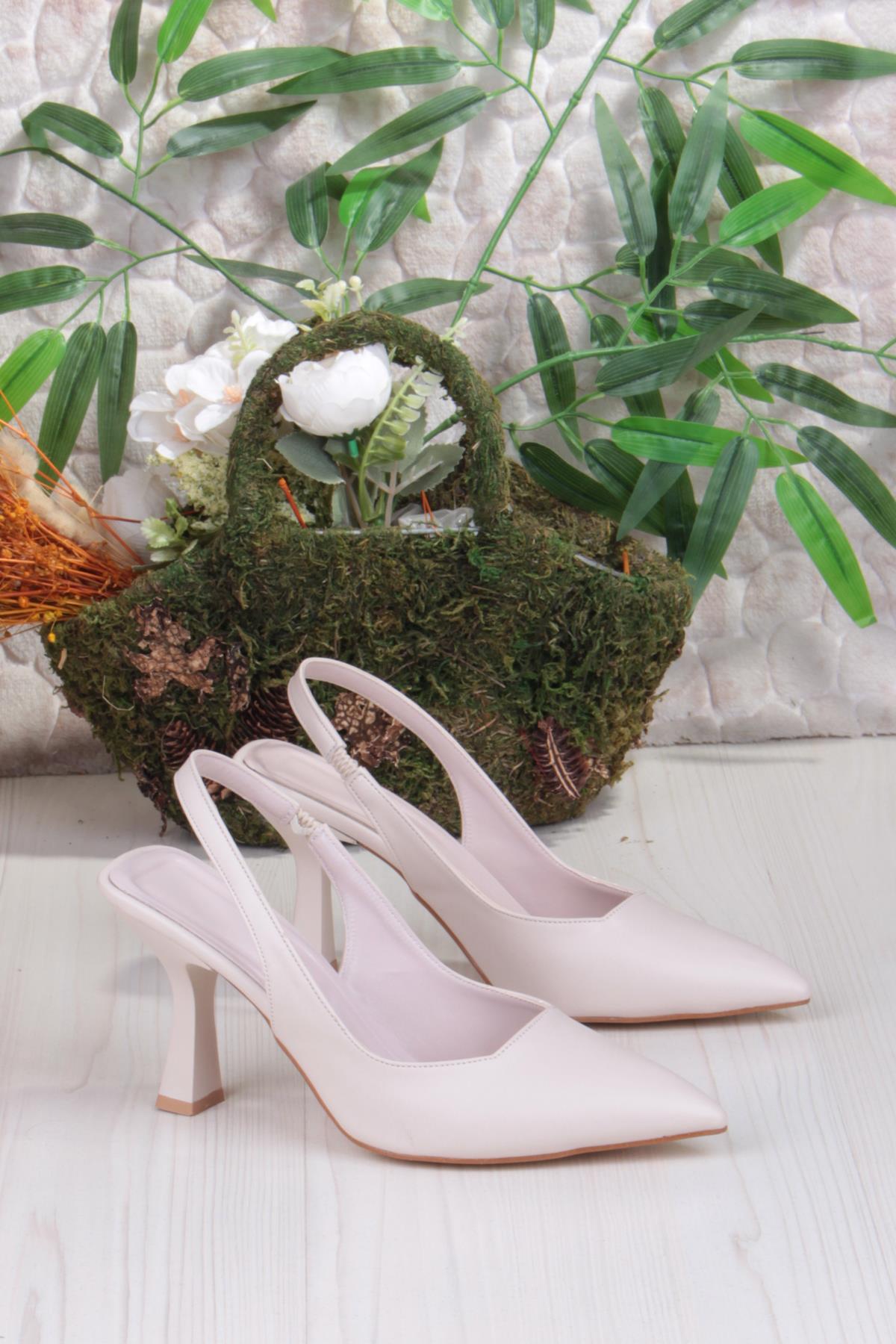 35809 Ceyn Cilt Önü Kapalı Arkası Açık Topuklu Kadın Ayakkabı - Görsel 6