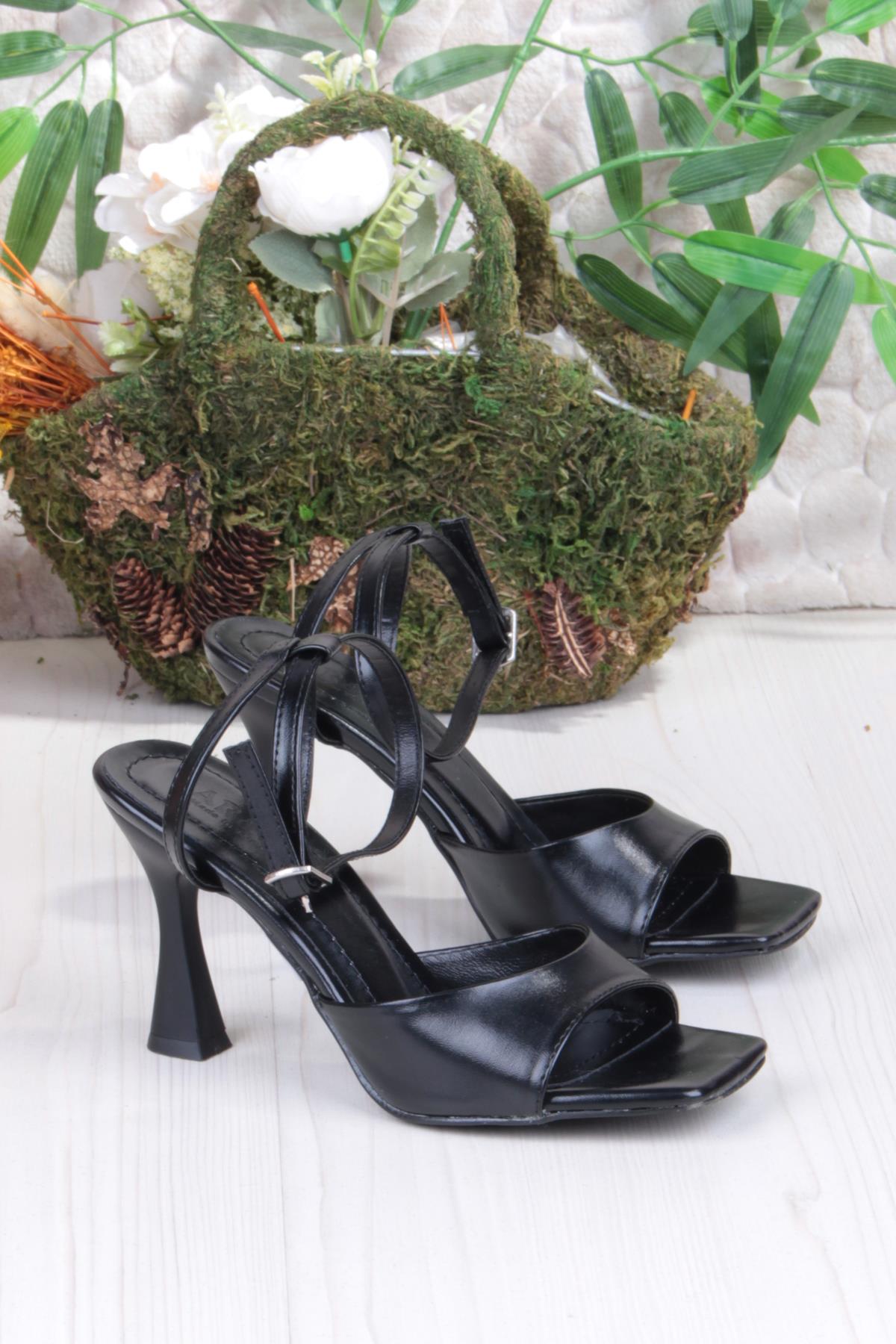 5134 Ares Tek Bantlı İnçe Yüksek Topuklu Kadın Ayakkabı - Görsel 6