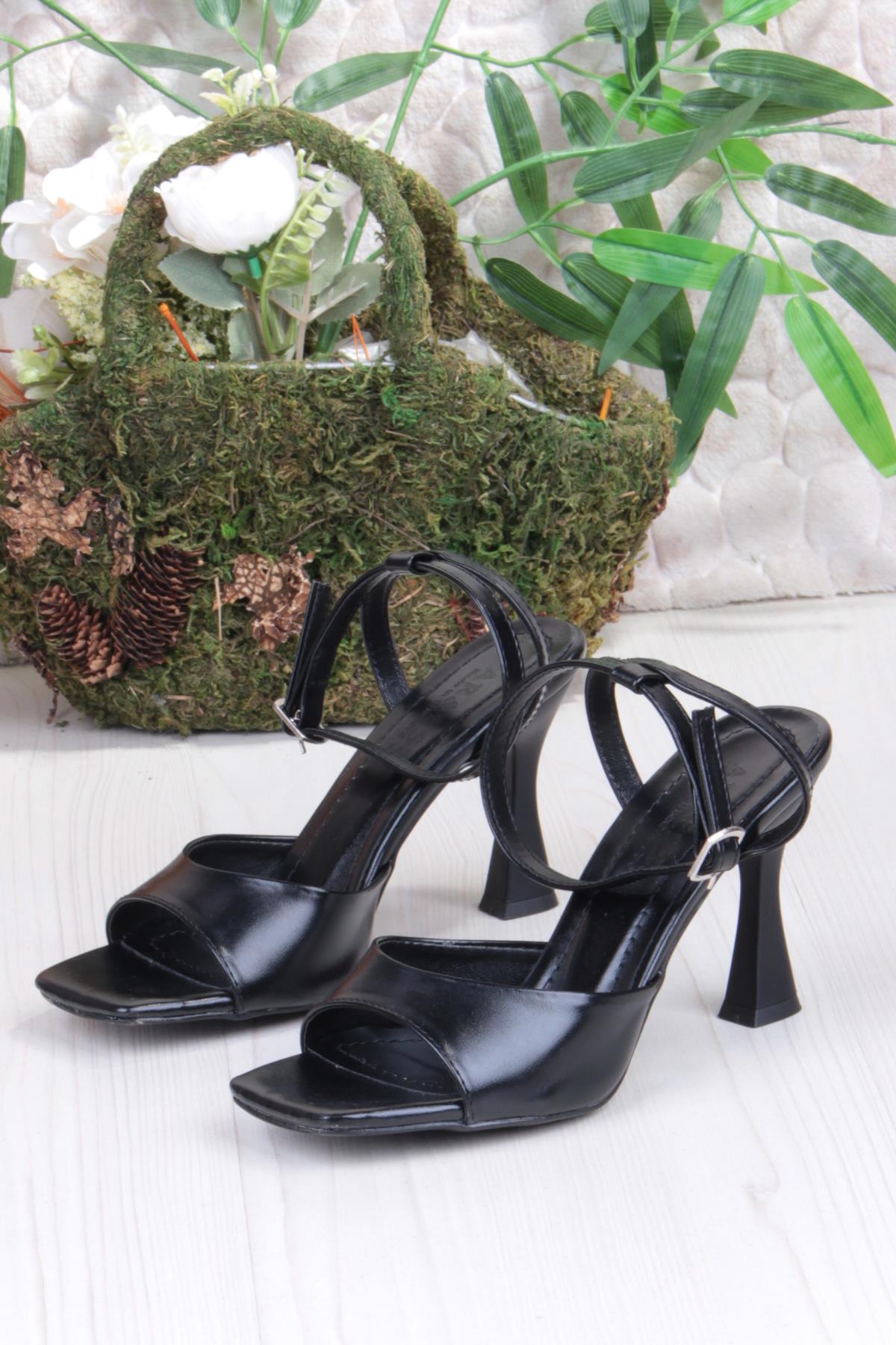 5134 Ares Tek Bantlı İnçe Yüksek Topuklu Kadın Ayakkabı - Görsel 7