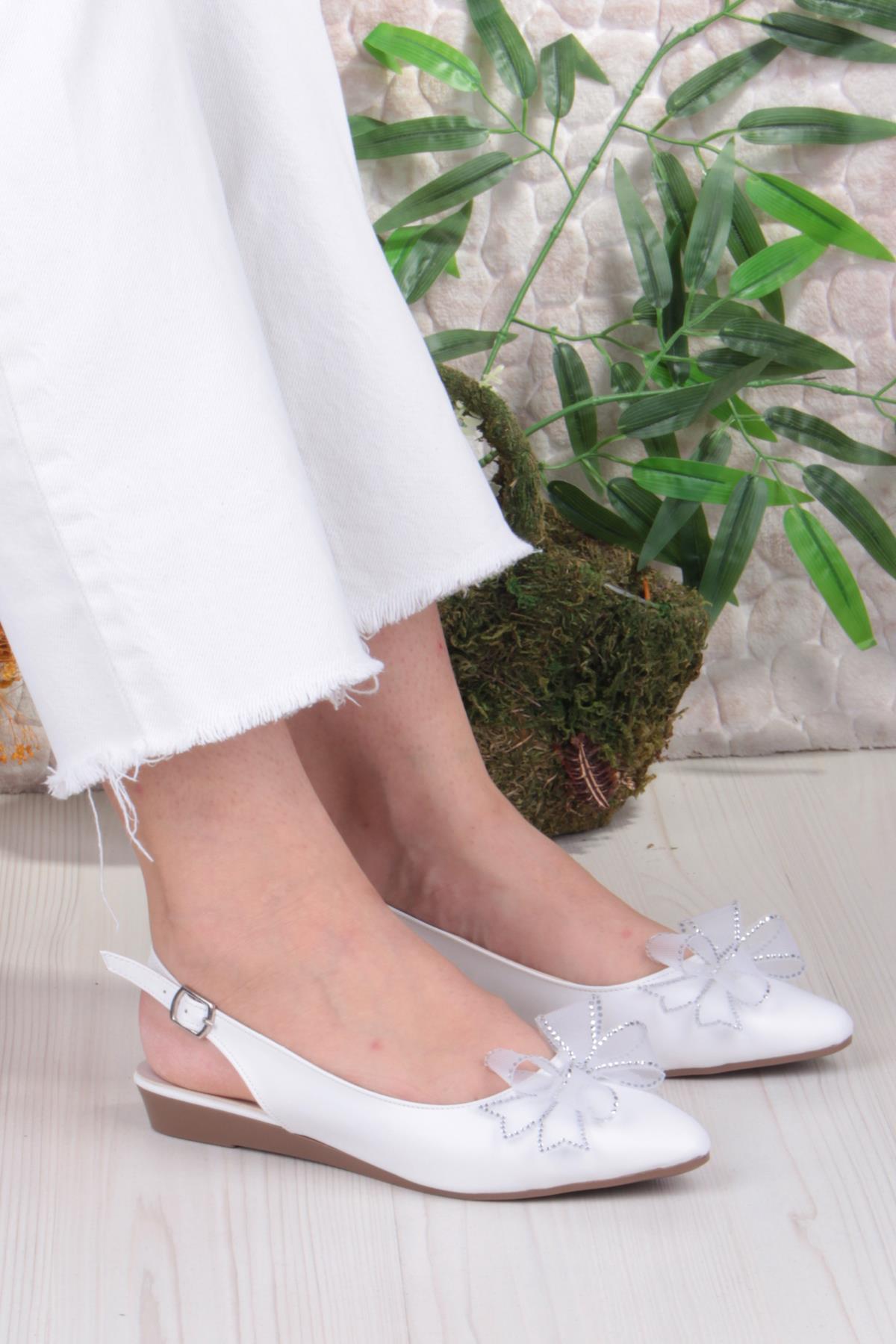 7030 Ceyn Taş Fiyank Detaylı Arkası Açık Kadın Babet - Görsel 2