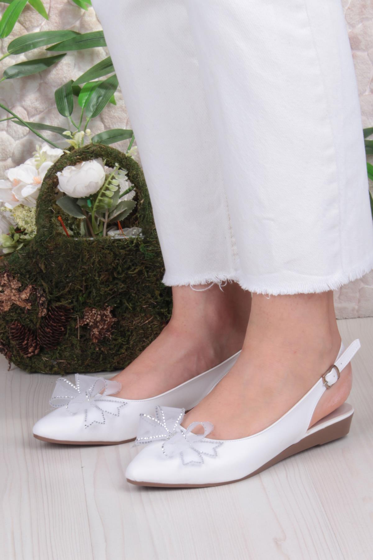 7030 Ceyn Taş Fiyank Detaylı Arkası Açık Kadın Babet - Görsel 3