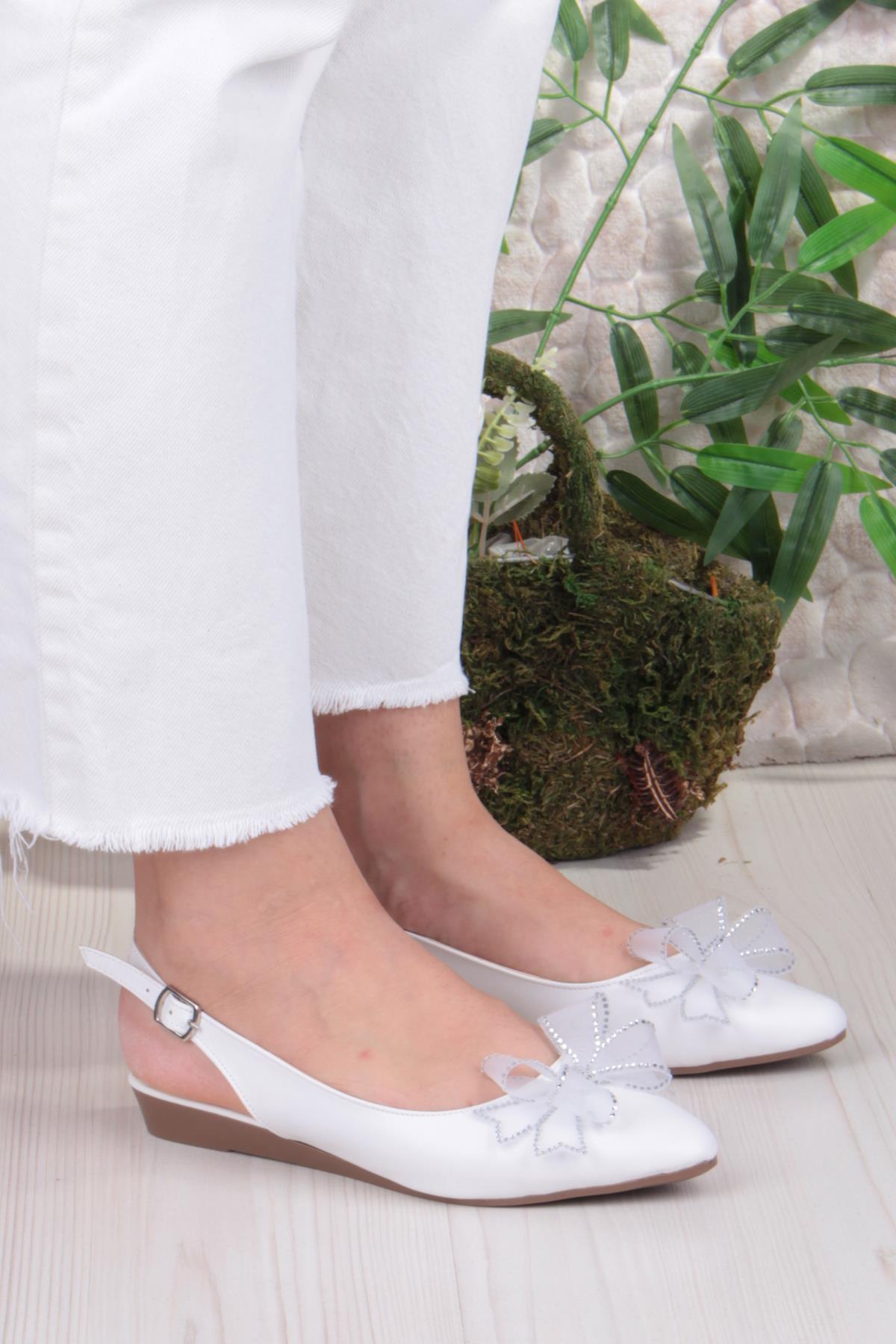 7030 Ceyn Taş Fiyank Detaylı Arkası Açık Kadın Babet - Görsel 4