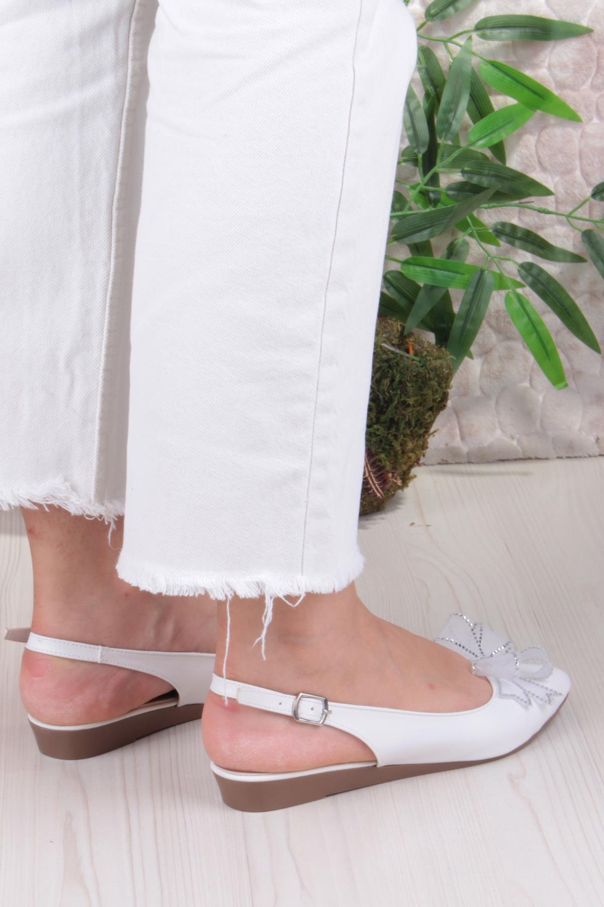 7030 Ceyn Taş Fiyank Detaylı Arkası Açık Kadın Babet - Görsel 5