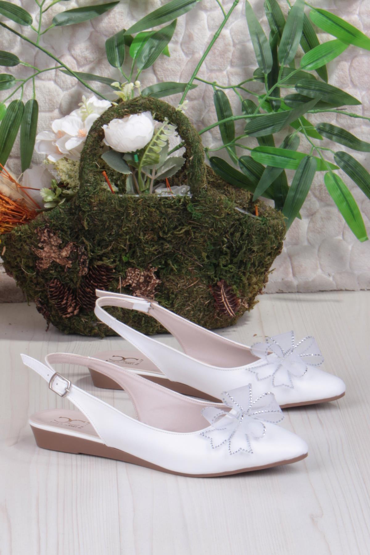 7030 Ceyn Taş Fiyank Detaylı Arkası Açık Kadın Babet - Görsel 6