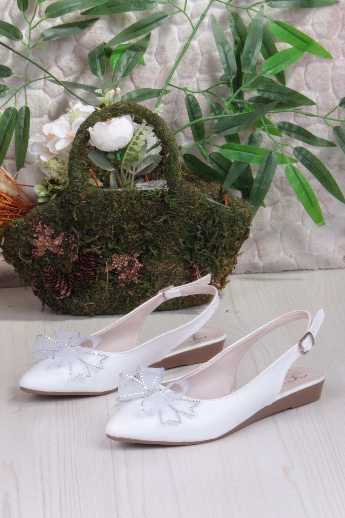 7030 Ceyn Taş Fiyank Detaylı Arkası Açık Kadın Babet - Görsel 7