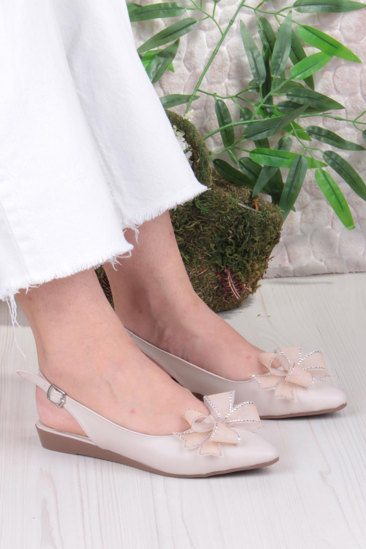 7030 Ceyn Taş Fiyank Detaylı Arkası Açık Kadın Babet - Görsel 2