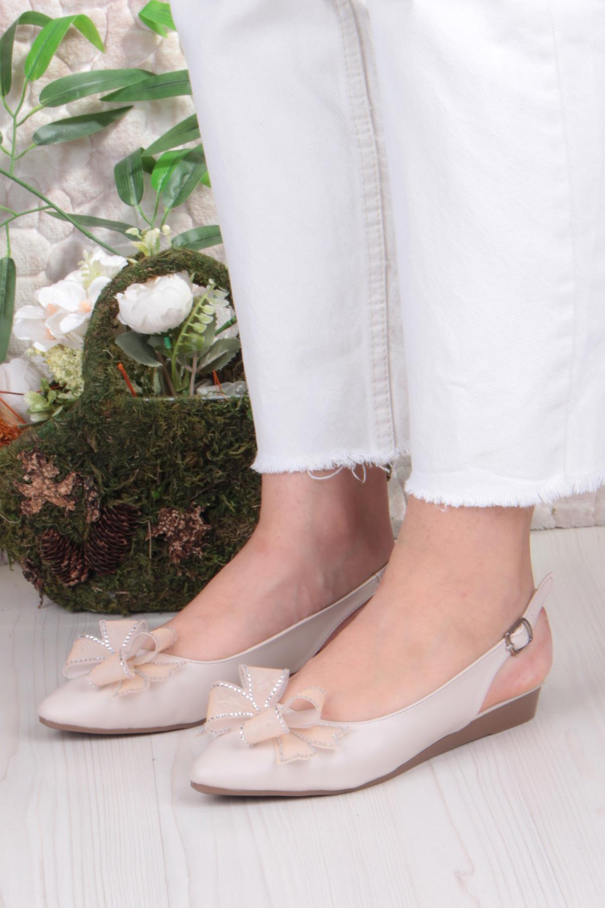 7030 Ceyn Taş Fiyank Detaylı Arkası Açık Kadın Babet - Görsel 3