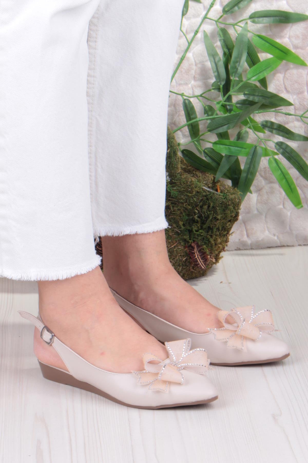 7030 Ceyn Taş Fiyank Detaylı Arkası Açık Kadın Babet - Görsel 4