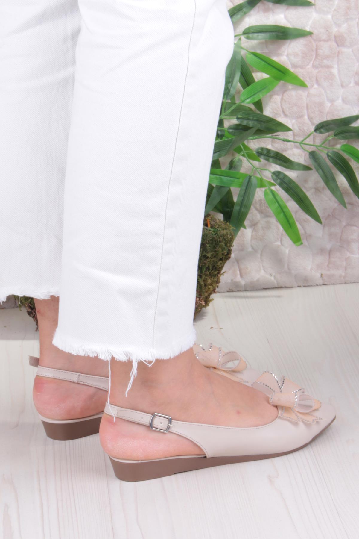 7030 Ceyn Taş Fiyank Detaylı Arkası Açık Kadın Babet - Görsel 5