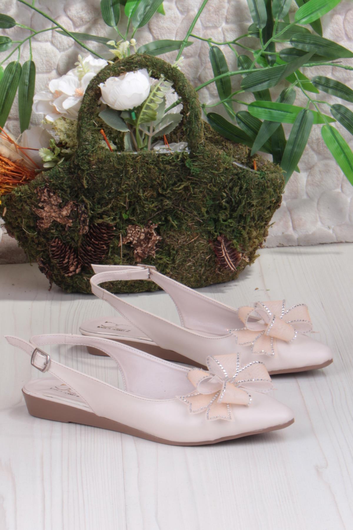 7030 Ceyn Taş Fiyank Detaylı Arkası Açık Kadın Babet - Görsel 6