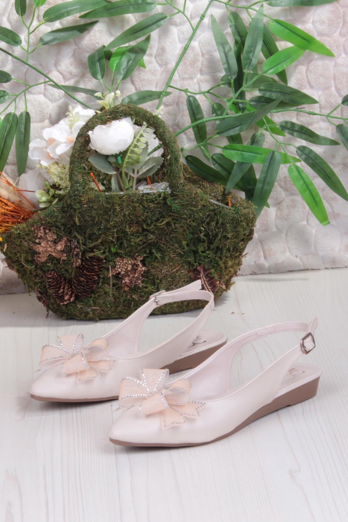 7030 Ceyn Taş Fiyank Detaylı Arkası Açık Kadın Babet - Görsel 7