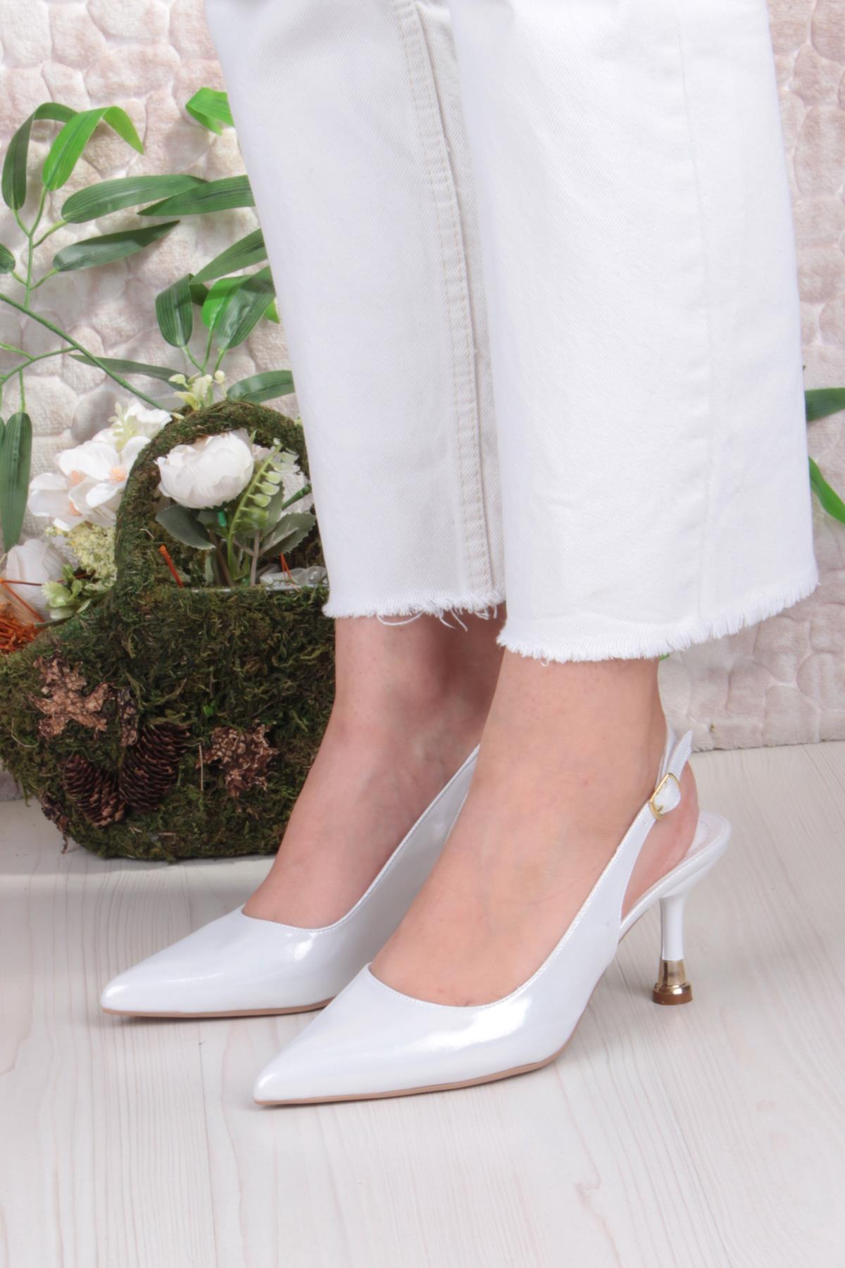 35244 Ceyn Simli Rugan Önü Kapalı Arkası Açık Topuklu Kadın Ayakkabı - Görsel 3