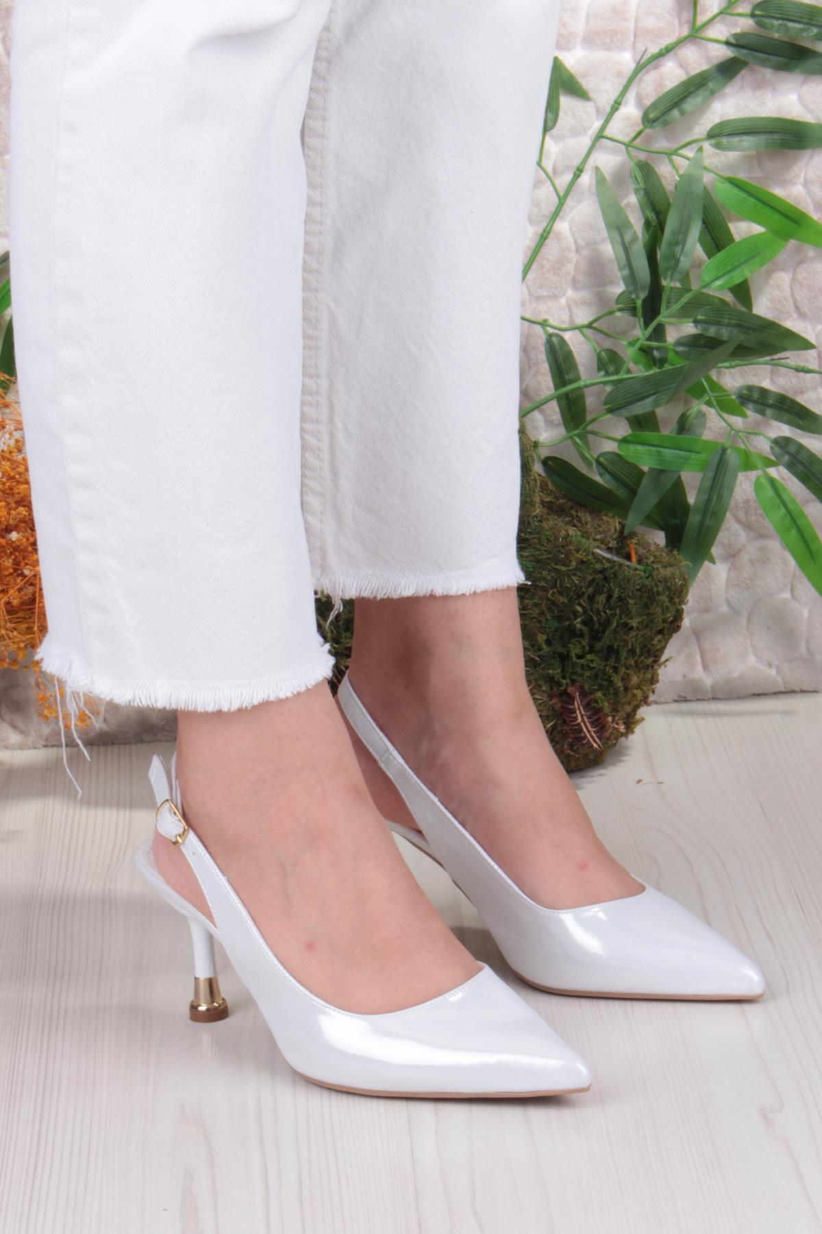 35244 Ceyn Simli Rugan Önü Kapalı Arkası Açık Topuklu Kadın Ayakkabı - Görsel 4