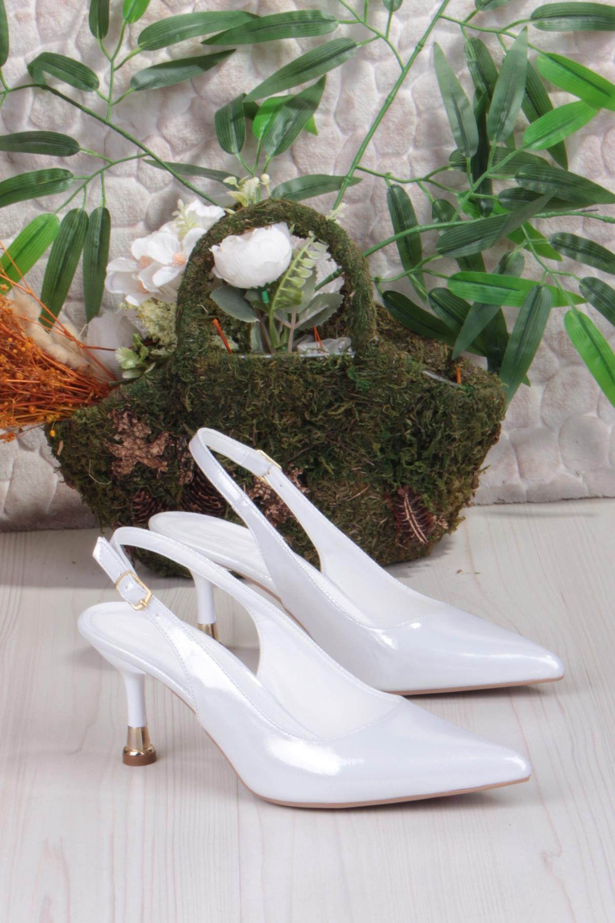 35244 Ceyn Simli Rugan Önü Kapalı Arkası Açık Topuklu Kadın Ayakkabı - Görsel 6