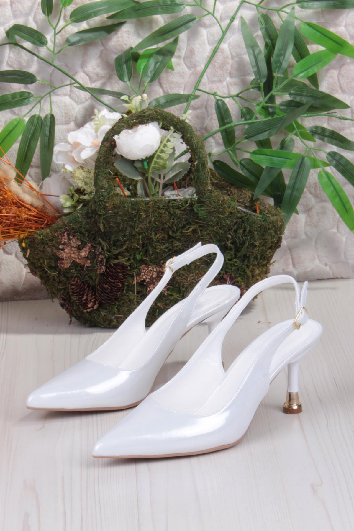 35244 Ceyn Simli Rugan Önü Kapalı Arkası Açık Topuklu Kadın Ayakkabı - Görsel 7