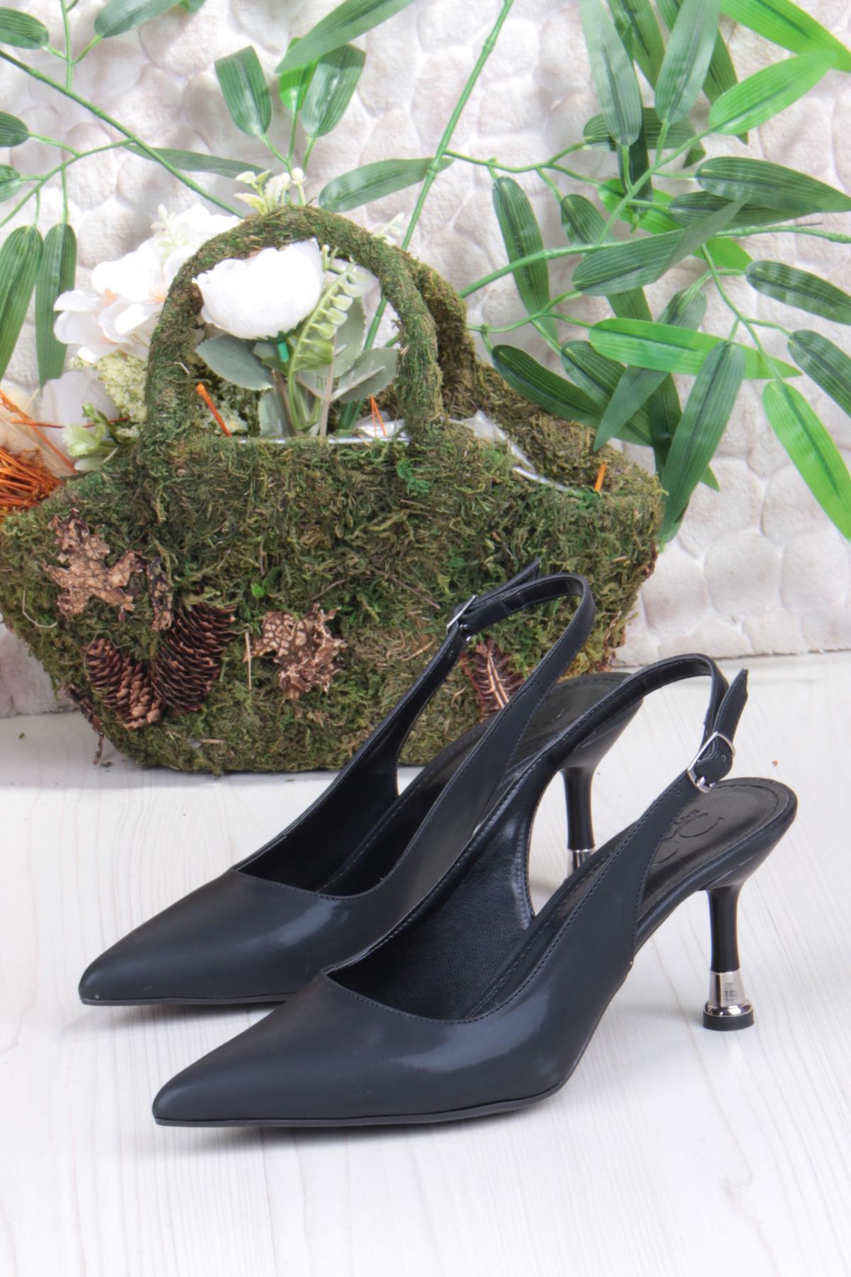 35244 Ceyn Simli Rugan Önü Kapalı Arkası Açık Topuklu Kadın Ayakkabı - Görsel 7