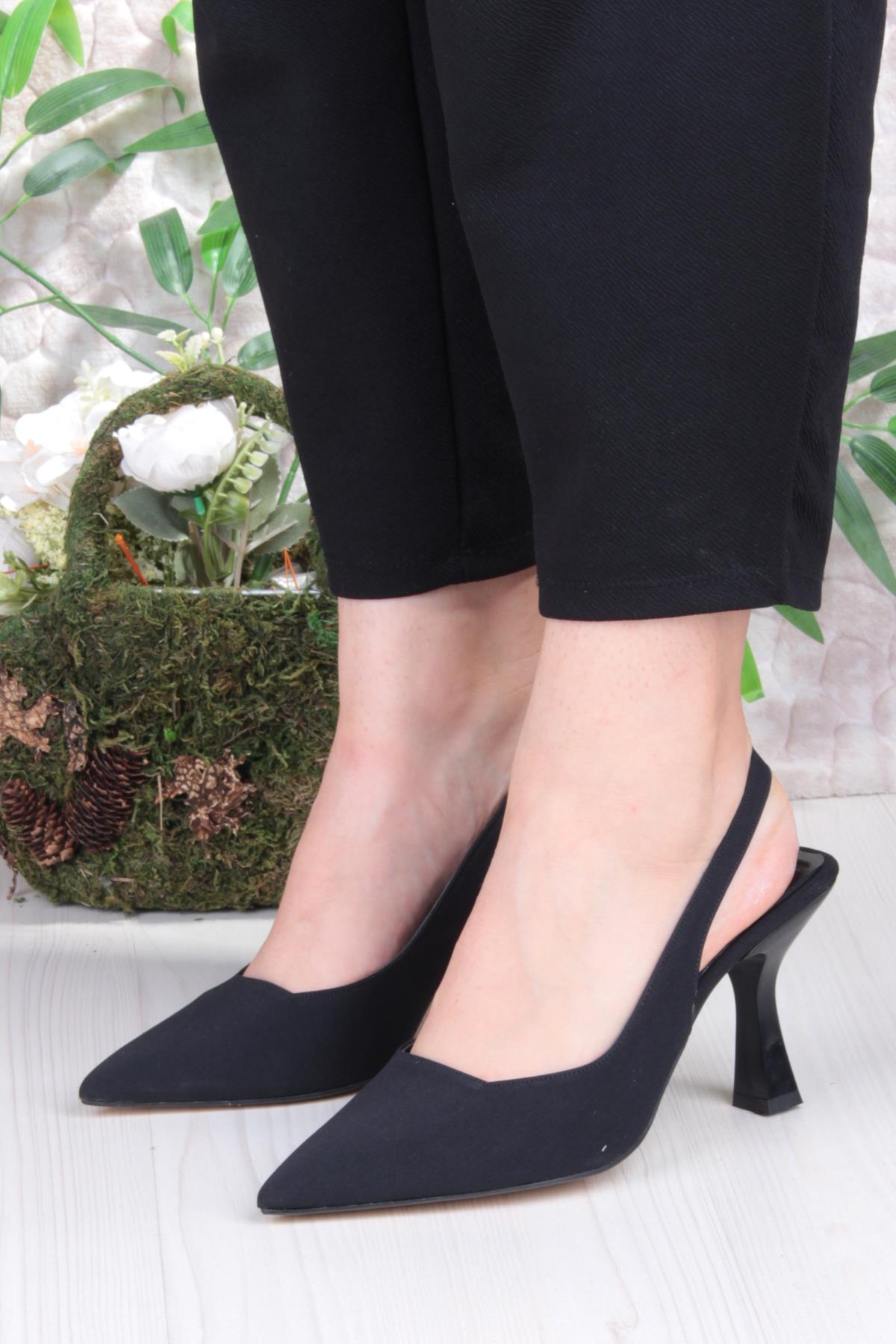 35809 Ceyn Saten Önü Kapalı Arkası Açık Topuklu Kadın Ayakkabı - Görsel 3