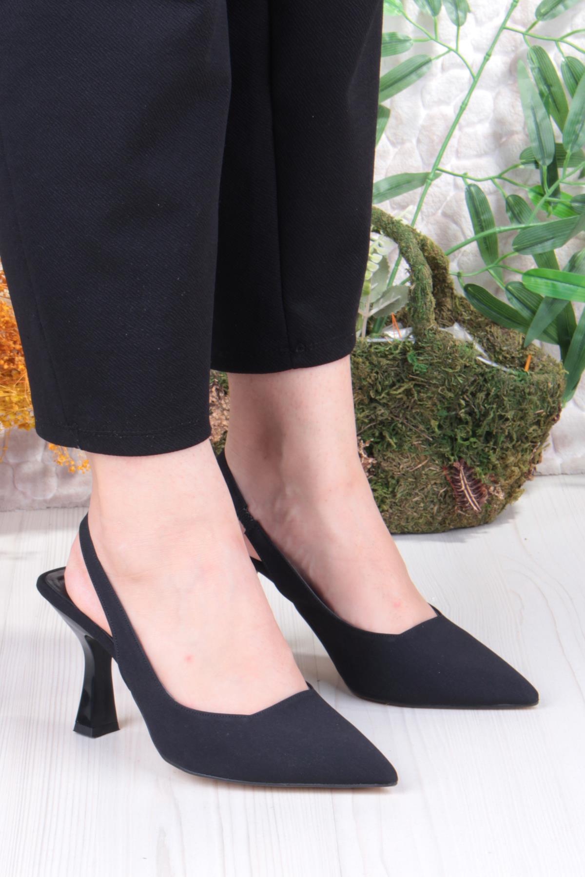 35809 Ceyn Saten Önü Kapalı Arkası Açık Topuklu Kadın Ayakkabı - Görsel 4