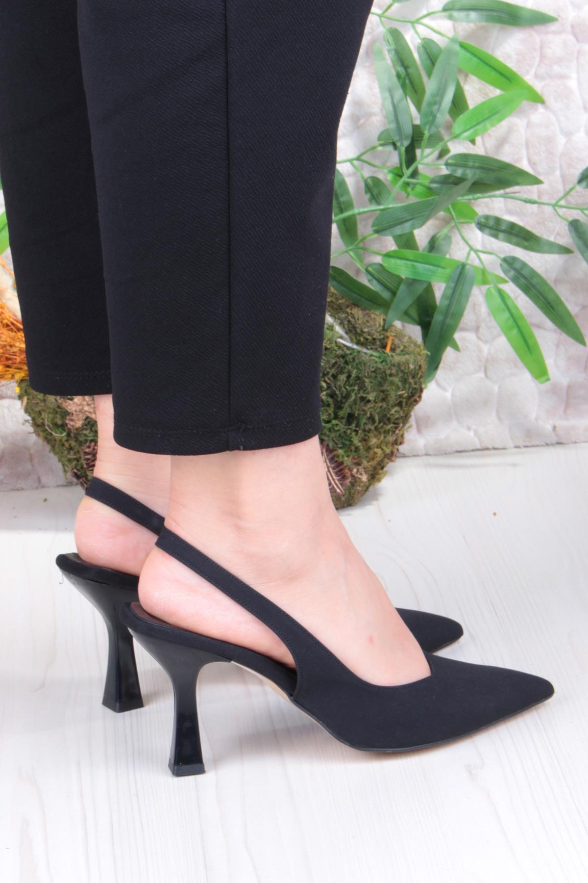 35809 Ceyn Saten Önü Kapalı Arkası Açık Topuklu Kadın Ayakkabı - Görsel 5