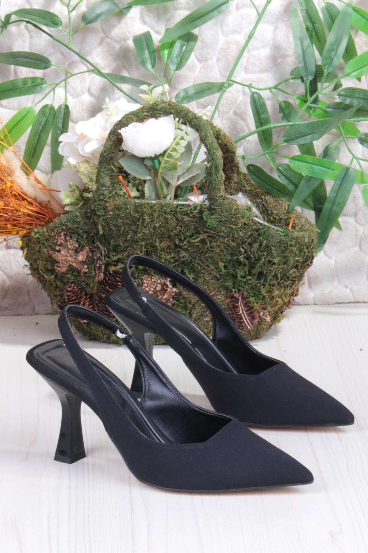 35809 Ceyn Saten Önü Kapalı Arkası Açık Topuklu Kadın Ayakkabı - Görsel 6