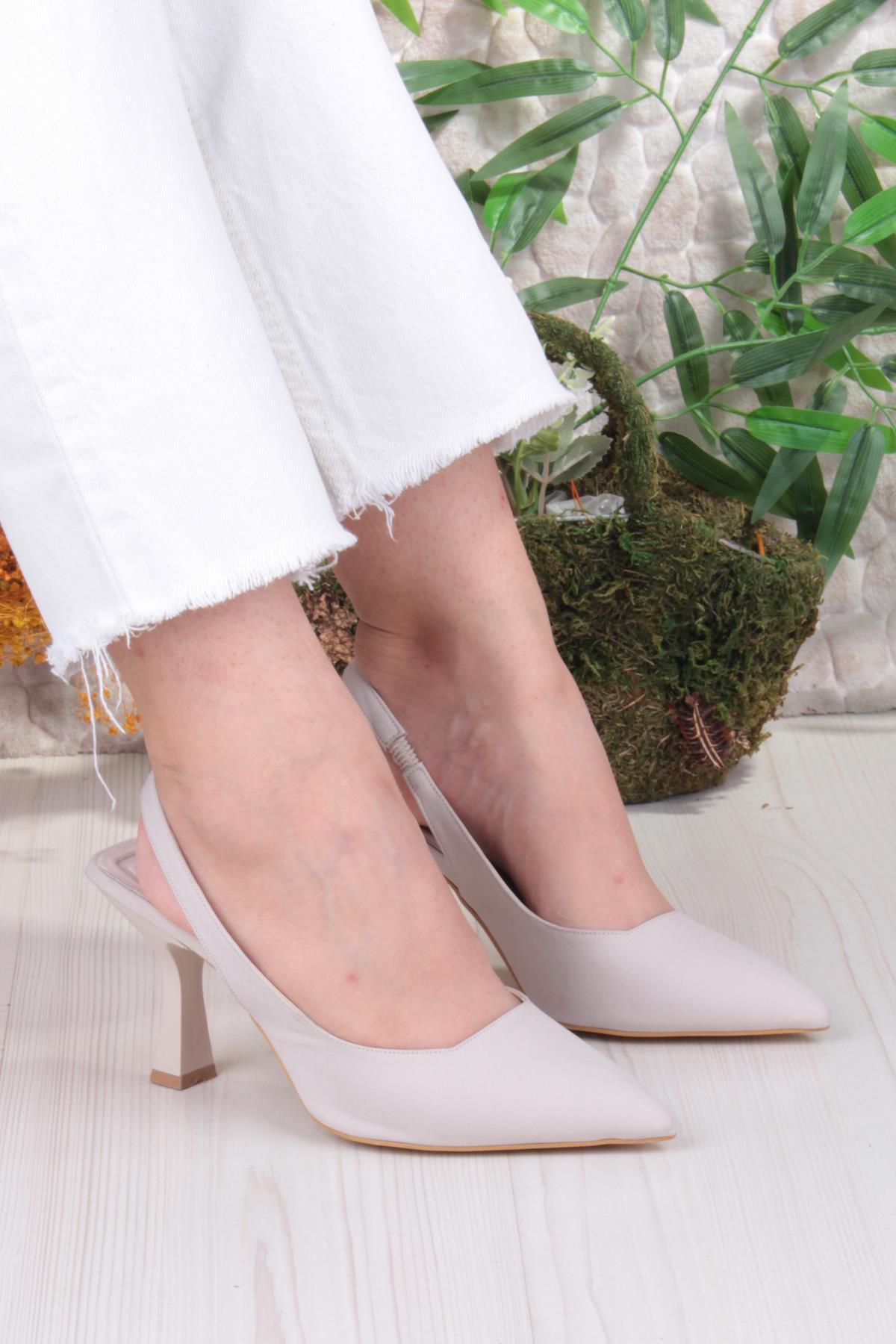 35809 Ceyn Saten Önü Kapalı Arkası Açık Topuklu Kadın Ayakkabı - Görsel 2