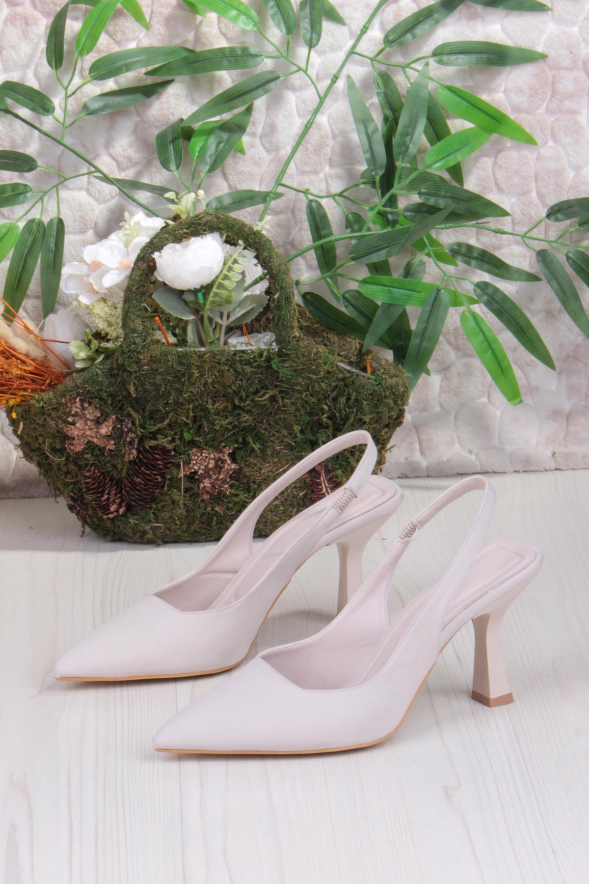 35809 Ceyn Saten Önü Kapalı Arkası Açık Topuklu Kadın Ayakkabı - Görsel 7