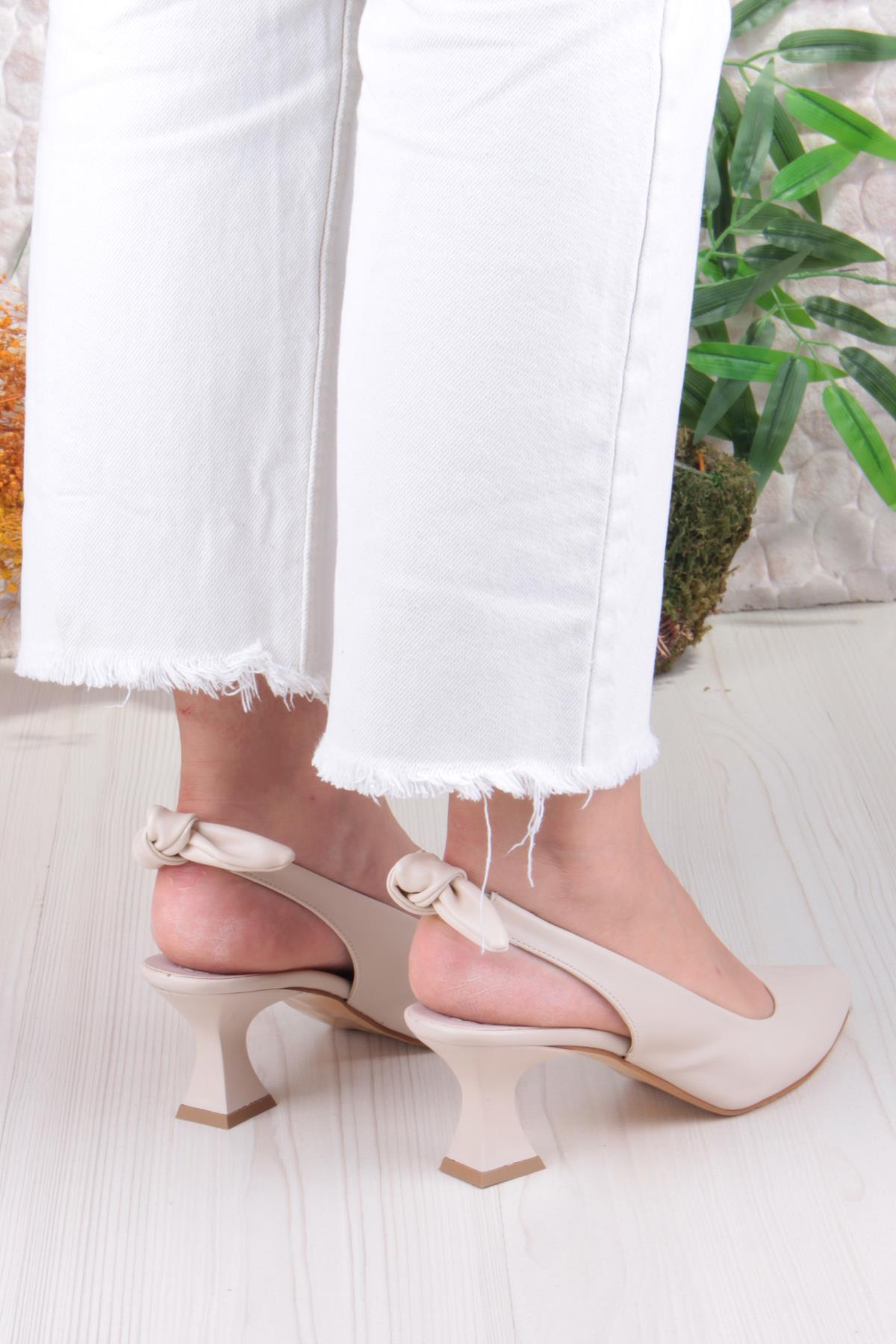 32810 Bilener Arkası Açık Arka Fiyonk Detaylı Alçak Topuk Kadın Ayakkabı - Görsel 5