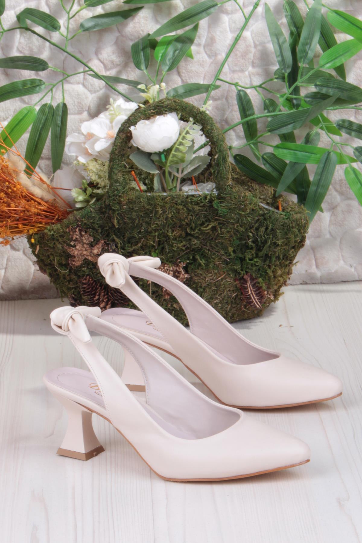 32810 Bilener Arkası Açık Arka Fiyonk Detaylı Alçak Topuk Kadın Ayakkabı - Görsel 6