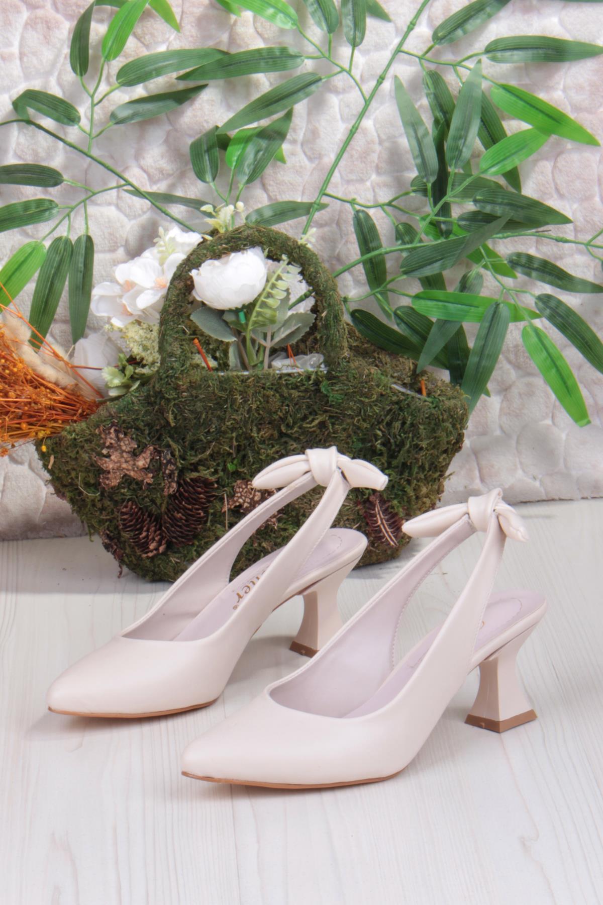 32810 Bilener Arkası Açık Arka Fiyonk Detaylı Alçak Topuk Kadın Ayakkabı - Görsel 7