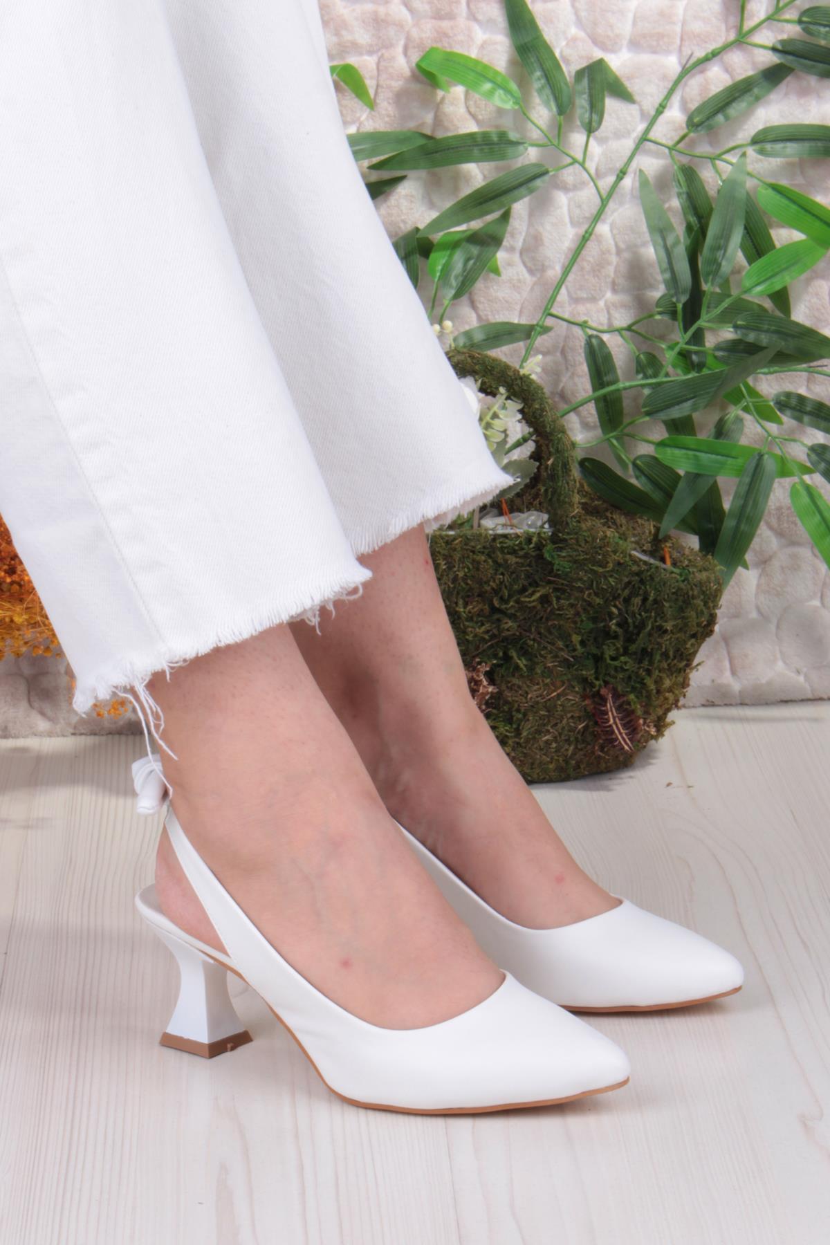 32810 Bilener Arkası Açık Arka Fiyonk Detaylı Alçak Topuk Kadın Ayakkabı - Görsel 2