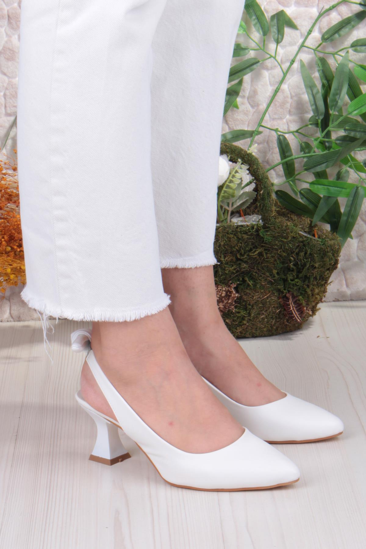 32810 Bilener Arkası Açık Arka Fiyonk Detaylı Alçak Topuk Kadın Ayakkabı - Görsel 4